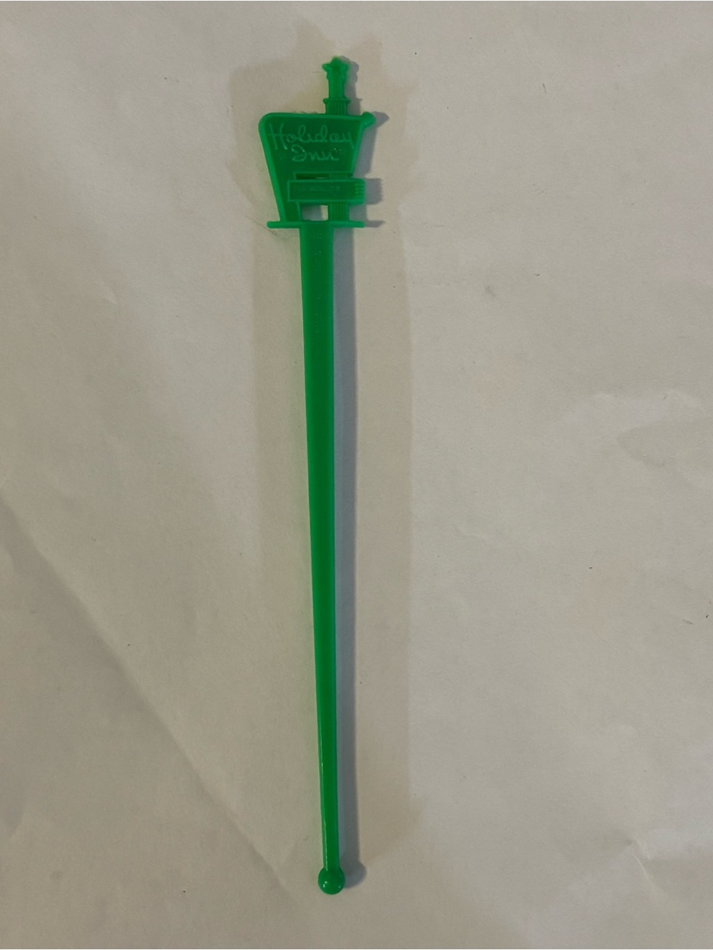Vintage Holiday Inn Green Swizzle Drink Stirrer Stick